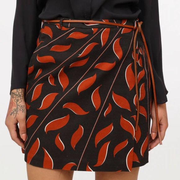Dorothee Schumacher Black +Orange Wrap Mini Skirt-Cotton-Large - Picture 2 of 16